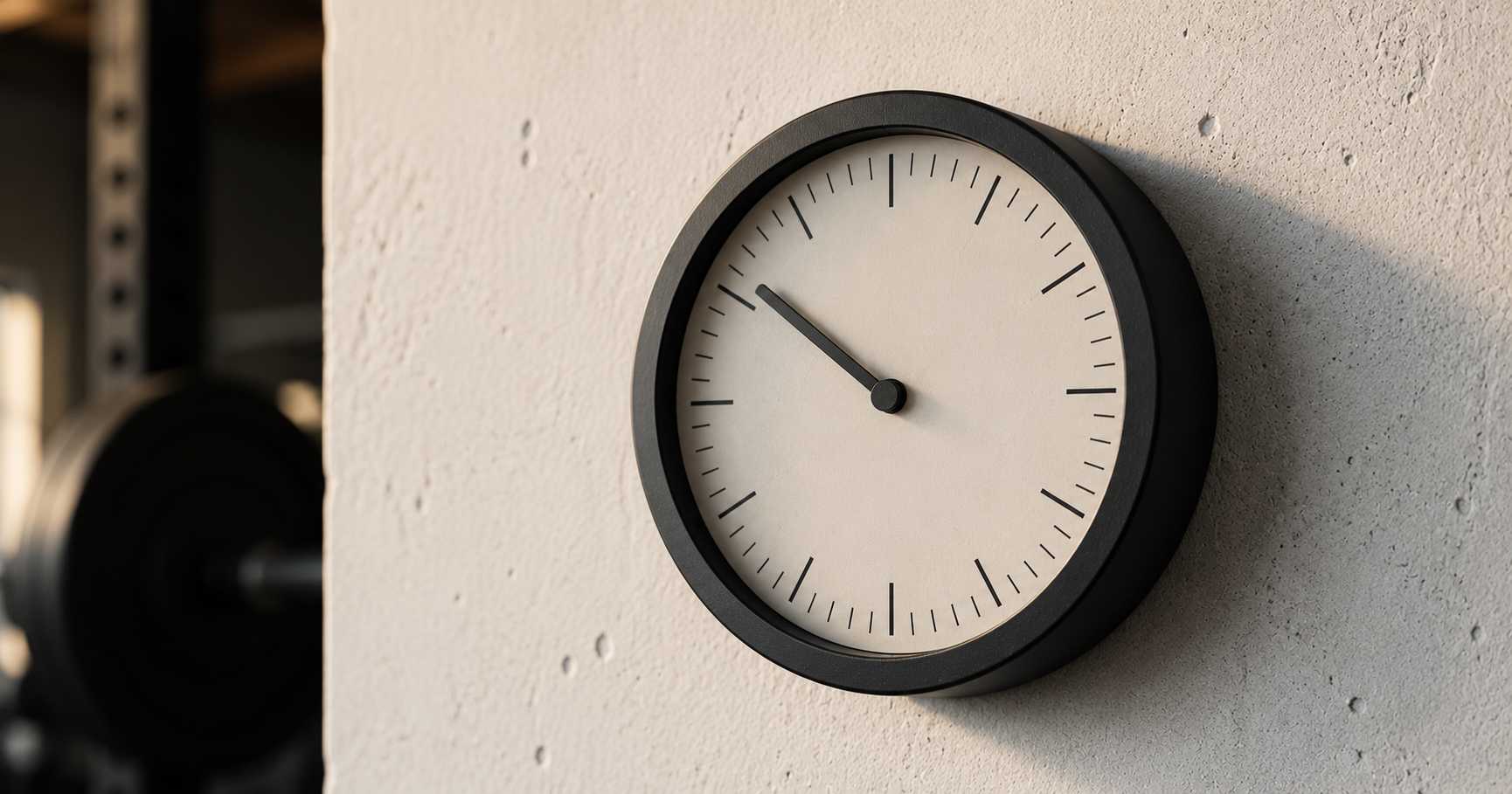 Round analog timer on a gym wall